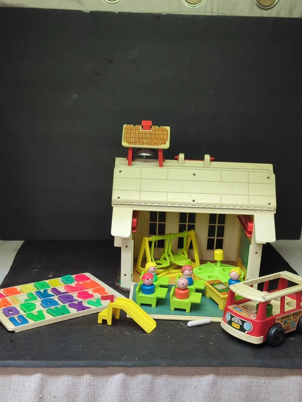 Set19)#923	 Little‎ People Play Family School 1971 w/extras set/trays/bus